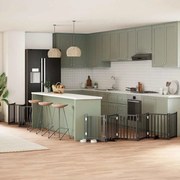 vidaXL Portão p/ cães com porta dobrável 12 painéis 600 cm álamo preto