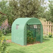 Estufa de Exterior 180x180x200 cm com 2 Portas Enroláveis 2 Janelas em Rede Cobertura PE 135g/m² Anti-UV Cultivo e Plantas Verde