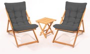 Conjunto de Mesa e Cadeiras de Jardim My005 – Cinzento Natural – Mesa:
