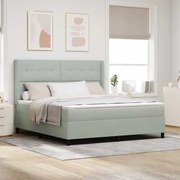 Cama Box Spring com Colchão Cinza Claro 180x200 cm Veludo