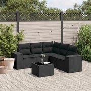 vidaXL 6 pcs conjunto sofás de jardim c/ almofadões vime PE preto