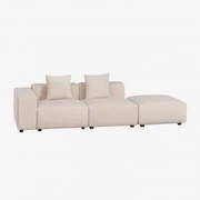 Sofá Modular De Canto Esquerdo De 2 Peças Com Apoio De Braço Baixo E Puff ↔︎285 Cm Bruna Bombazina Crema Linho - Sklum
