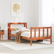 vidaXL Estrutura cama c/ cabeceira 90x190 cm pinho maciço castanho-mel