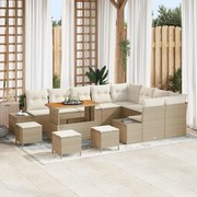 vidaXL Conjunto de Sofás para Jardim com 13 Peças e Almofadas em Bege, Rattan Poli e Acácia.