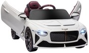 HOMCOM Carro elétrico para criança de 3 a 5 anos 2 motores 12V 25W 3-5 Km/h controle remoto 2,4G Bentley Bacalar branco | Aosom Portugal