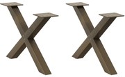 vidaXL Pés para mesa de centro em formato de X, 2 peças, aço natural, 50x(30-31) cm, aço
