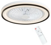 HOMCOM Ventoinha de Teto com Luz LED 48,5 W Motor DC Reversível Silenciosa com Controlo Remoto 6 Velocidades Temporizador  Ø48x13 cm Branco | Aosom Portugal