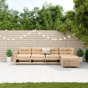 5 pcs conjunto lounge de jardim c/ almofadões pinho maciço