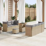 Conjunto de Sofás para Jardim de 10 Peças com Almofadas Bege Rattan Acácia