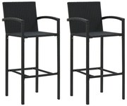 Bancos de bar 2 pcs vime PE preto