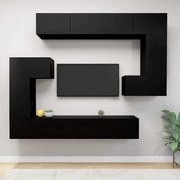 vidaXL Conjunto móveis de TV 8 pcs madeira processada preto