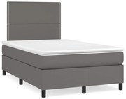 vidaXL Cama boxspring com colchão 120x190 cm couro artificial cinzento