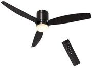 HOMCOM Ventoinha de Teto com Luz 46W Ø132 cm com 3 Lâminas Reversíveis Controlo Remoto 6 Velocidades e Temporizador Preto