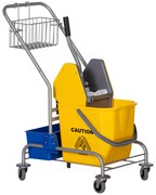 HOMCOM Carro Limpeza Profissional Balde Esfregona Rodas 25 Litros Removível 72x49,5x95 cm Amarelo Prático Eficiente | Aosom Portugal