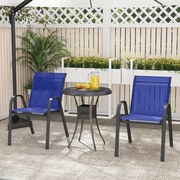 Conjunto de 4 cadeiras de jardim empilháveis em textilene e estrutura de metal 56 x 70 x 84 cm castanho