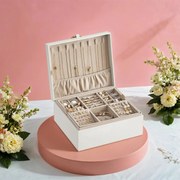 Caixa para joias de 2 níveis, 20,5 x 24 x 11 cm Branco