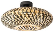 Candeeiro de teto oriental preto em bambu 40 cm - Ostrava Oriental