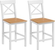 HOMCOM Conjunto de 2 Bancos de Bar de Madeira com Encosto e Apoio para os Pés Estilo Rústico para Cozinha 41x46x97.5 cm Natural | Aosom Portugal