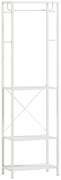 HOMCOM Cabide, cabide de roupas com barra de suspensão, 4 ganchos, prateleiras, 52 x 30 x 180 cm, branco | Aosom Portugal