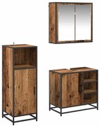 vidaXL Conjunto de Móveis para Banheiro com porta 3 pcs Madeira Antiga