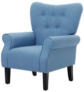 HOMCOM Poltrona de Sala de Estar Estofada Poltrona Relax com Apoio para os Braços Assento Acolchoado e Pés de Madeira Estilo Moderno para Dormitório 78x74x97cm Azul Claro