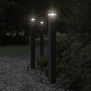 vidaXL Candeeiro chão p/ exterior c/ tomada 3 pcs 110cm alumínio preto