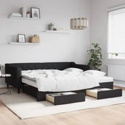 vidaXL Sofá-cama com gavetão e gavetas 100x200 cm tecido preto