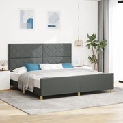 Cama vidaXL Cinza Escuro 200x200 cm Tecido