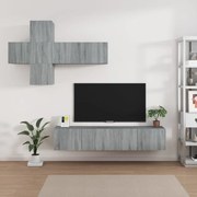vidaXL Conjunto móveis de TV 7 pcs madeira processada sonoma cinza