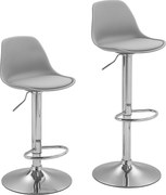 HOMCOM Conjunto de 2 Bancos de Bar, Cadeiras de Bar giratórias com Encosto, reguláveis em altura, até 120 kg de carga, 42 x 41 x 82-104 cm, Cinza | Aosom Portugal