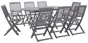 vidaXL 9 pcs conjunto de jantar jardim madeira acácia maciça cinzento