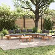 vidaXL Conjunto de Sofá de Jardim 5 pcs Marrom e Cinza