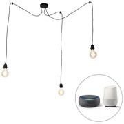 LED Candeeiro de suspensão inteligente preto 3 luzes incl. Wifi G95 - Cava Moderno