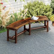 Banco Curvo para Exterior 170 x 58 x 45 cm para 2-3 Pessoas Capacidade de Carga de 360 kg Sem Encosto para Jardim Castanho