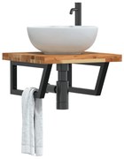 vidaXL Prateleira de parede p/ lavatório aço/madeira de acácia maciça