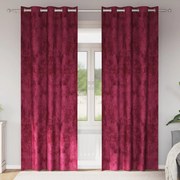 Cortinas de Veludo 2 pcs com Ilhós Vinho 245x140 cm