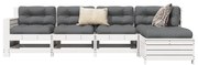 vidaXL 5 pcs conjunto de sofás de jardim madeira pinho maciça branco