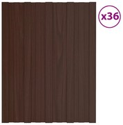 vidaXL Painéis de telhado 36 pcs 60x45 cm aço galvanizado castanho