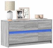 vidaXL Móvel de TV com luzes LED derivados de madeira cinzento sonoma