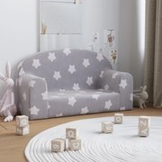 vidaXL Sofá infantil de 2 lugares c/ estrelas pelúcia cinzento-claro