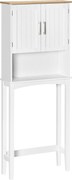 kleankin Armário sobre Sanita Armário Alto para Lavanderia com Armário e Prateleira de Armazenamento 64x22x165cm Branco | Aosom Portugal