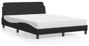 Cama com colchão 140x190 cm couro artificial preto