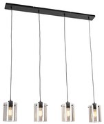 Candeeiro de suspensão inteligente preto com vidro fumê incl. 4 Wifi ST64 - Dome