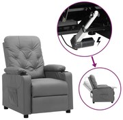 vidaXL Poltrona elevatória couro artificial cinzento
