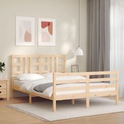 Estrutura de cama com cabeceira 160x200 cm madeira maciça