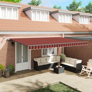 vidaXL Toldo Retrátil Automático com LED Laranja e Castanho 500x350 cm