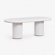Mesa De Jantar Oval 220x100 Cm Em Cimento Namara Branco - Sklum