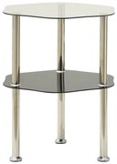 vidaXL Mesa apoio 2 prateleiras 38x38x50cm vidro temp. transp./preto