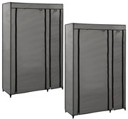 vidaXL Roupeiros dobráveis 2 pcs 110x45x175 cm tecido cinzento
