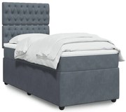 Cama com molas/colchão 80x200 cm veludo cinza-escuro